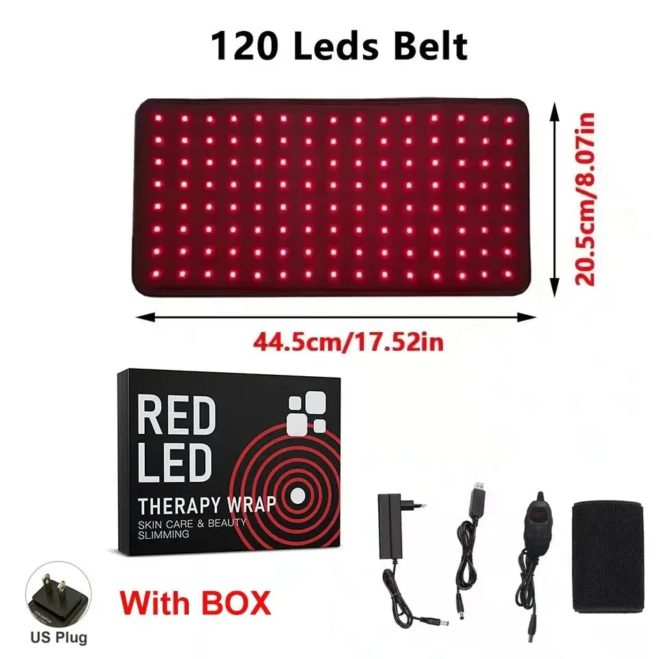 NEW 120 LEDs Red Light Belt 660nm&850nm Infrared Light Therapy Pad for Body Fatigue Deep Therapy for Back Knee Hands Feet Relief