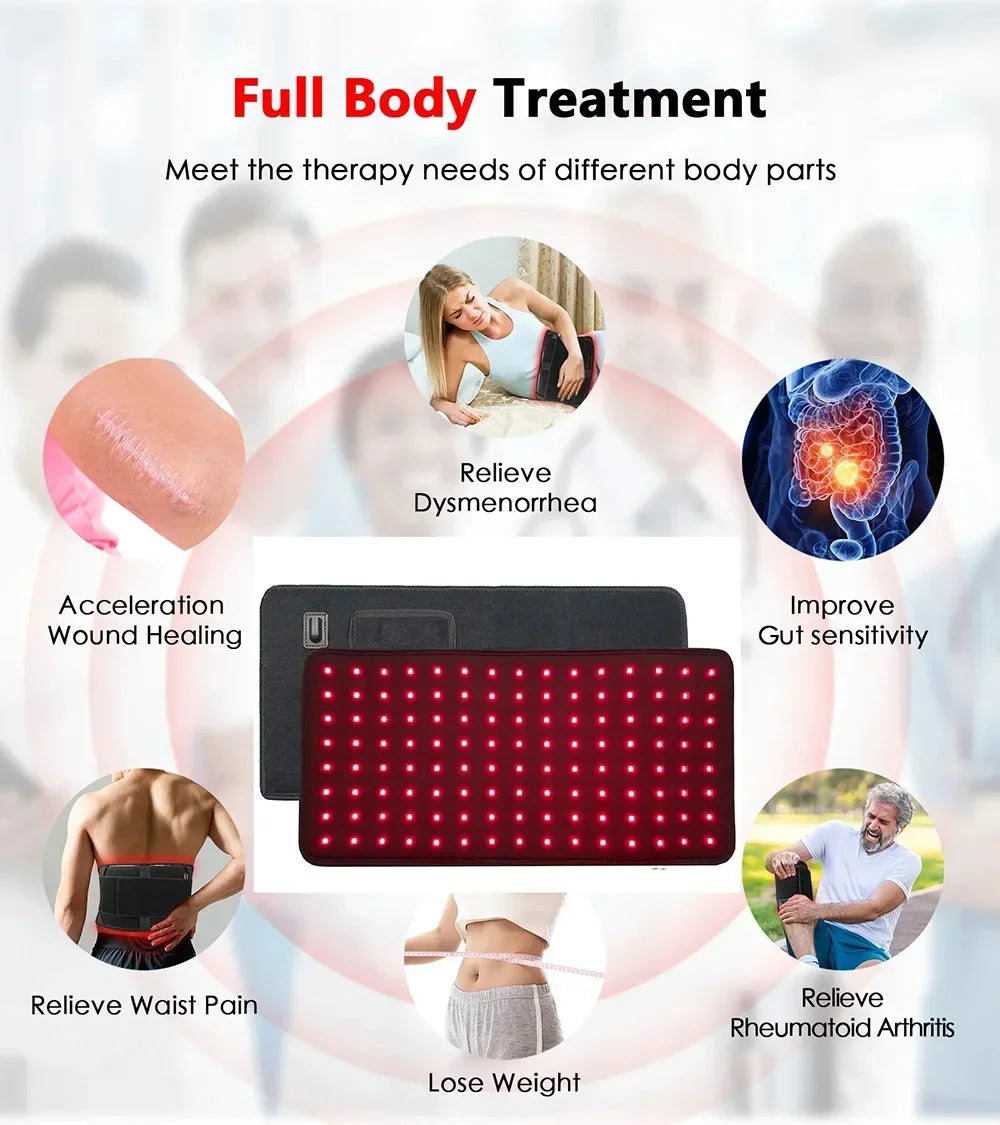 NEW 120 LEDs Red Light Belt 660nm&850nm Infrared Light Therapy Pad for Body Fatigue Deep Therapy for Back Knee Hands Feet Relief