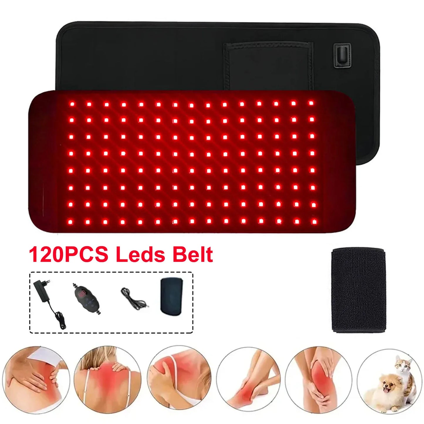 NEW 120 LEDs Red Light Belt 660nm&850nm Infrared Light Therapy Pad for Body Fatigue Deep Therapy for Back Knee Hands Feet Relief