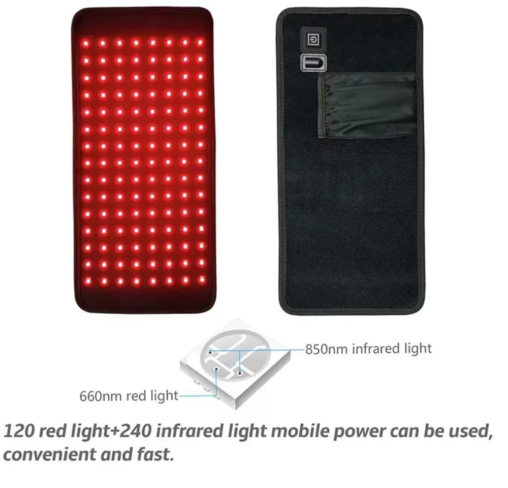 NEW 120 LEDs Red Light Belt 660nm&850nm Infrared Light Therapy Pad for Body Fatigue Deep Therapy for Back Knee Hands Feet Relief