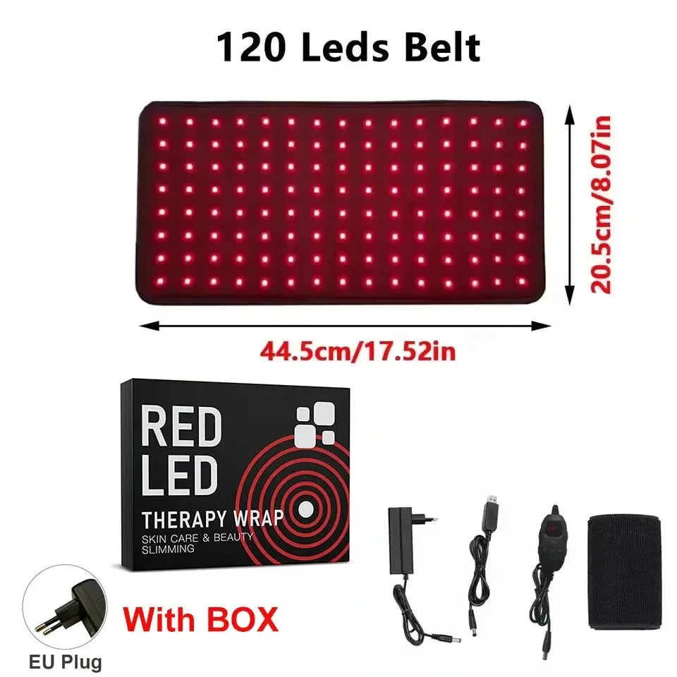 NEW 120 LEDs Red Light Belt 660nm&850nm Infrared Light Therapy Pad for Body Fatigue Deep Therapy for Back Knee Hands Feet Relief