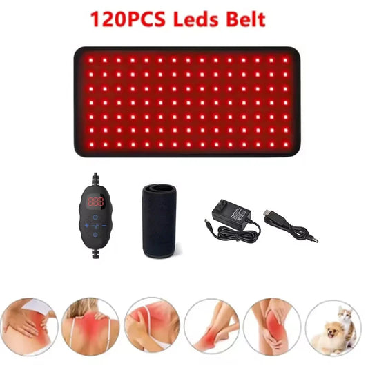 NEW 120 LEDs Red Light Belt 660nm&850nm Infrared Light Therapy Pad for Body Fatigue Deep Therapy for Back Knee Hands Feet Relief