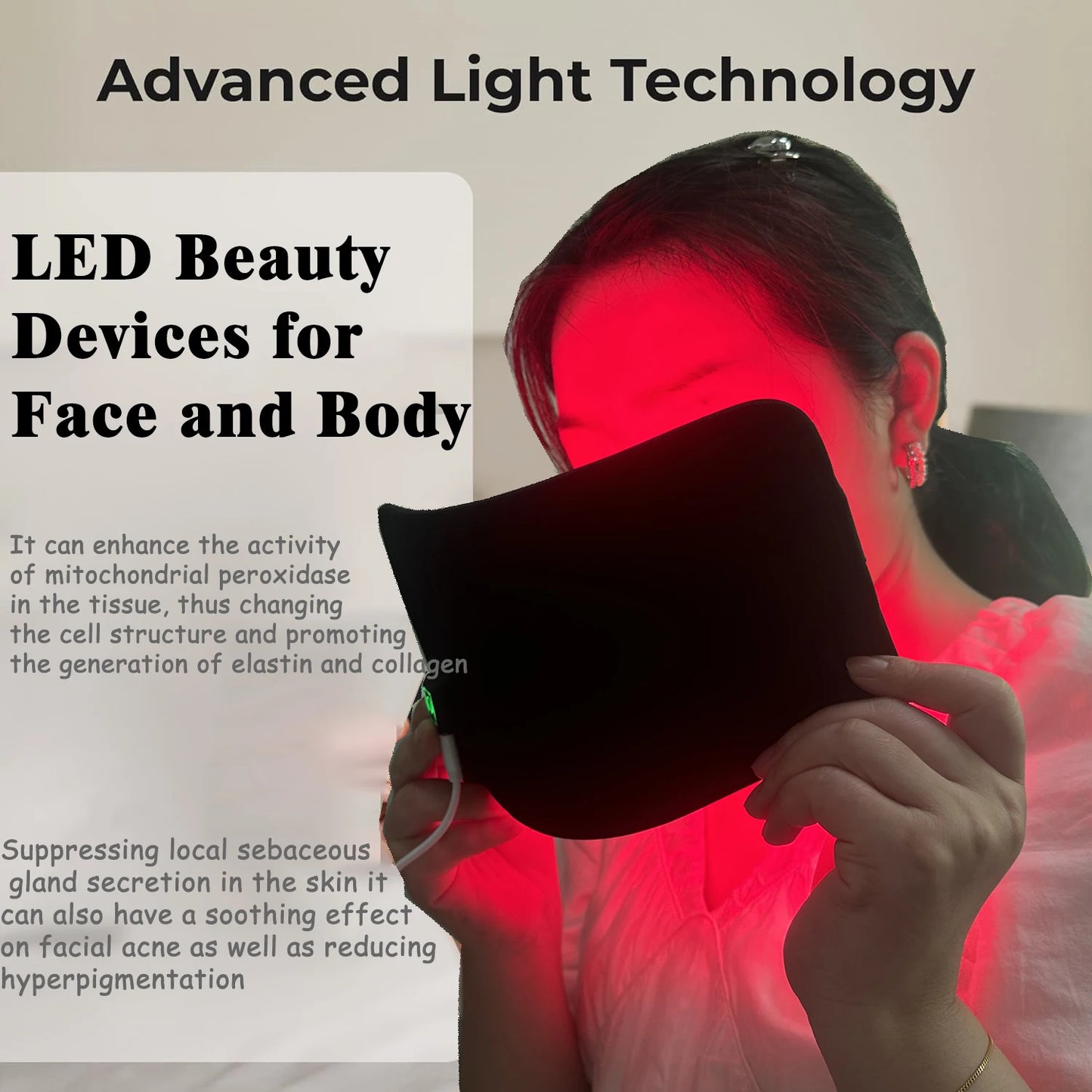 Ruby Light Therapy's Red Infrared Light Therapy Pad   LED Beauty Devices for Face and Body Back Knee Hands Feet Relief Portable 660nm 850nm  Heat Pad