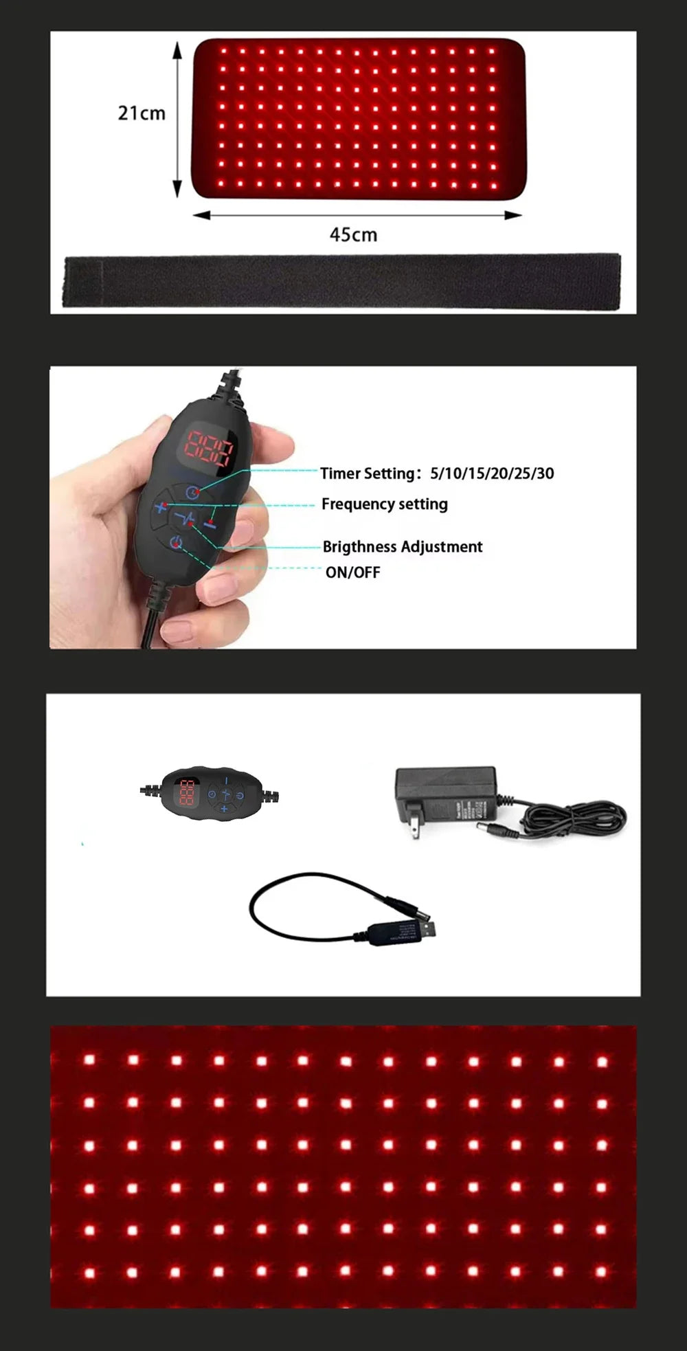 NEW 120 LEDs Red Light Belt 660nm&850nm Infrared Light Therapy Pad for Body Fatigue Deep Therapy for Back Knee Hands Feet Relief