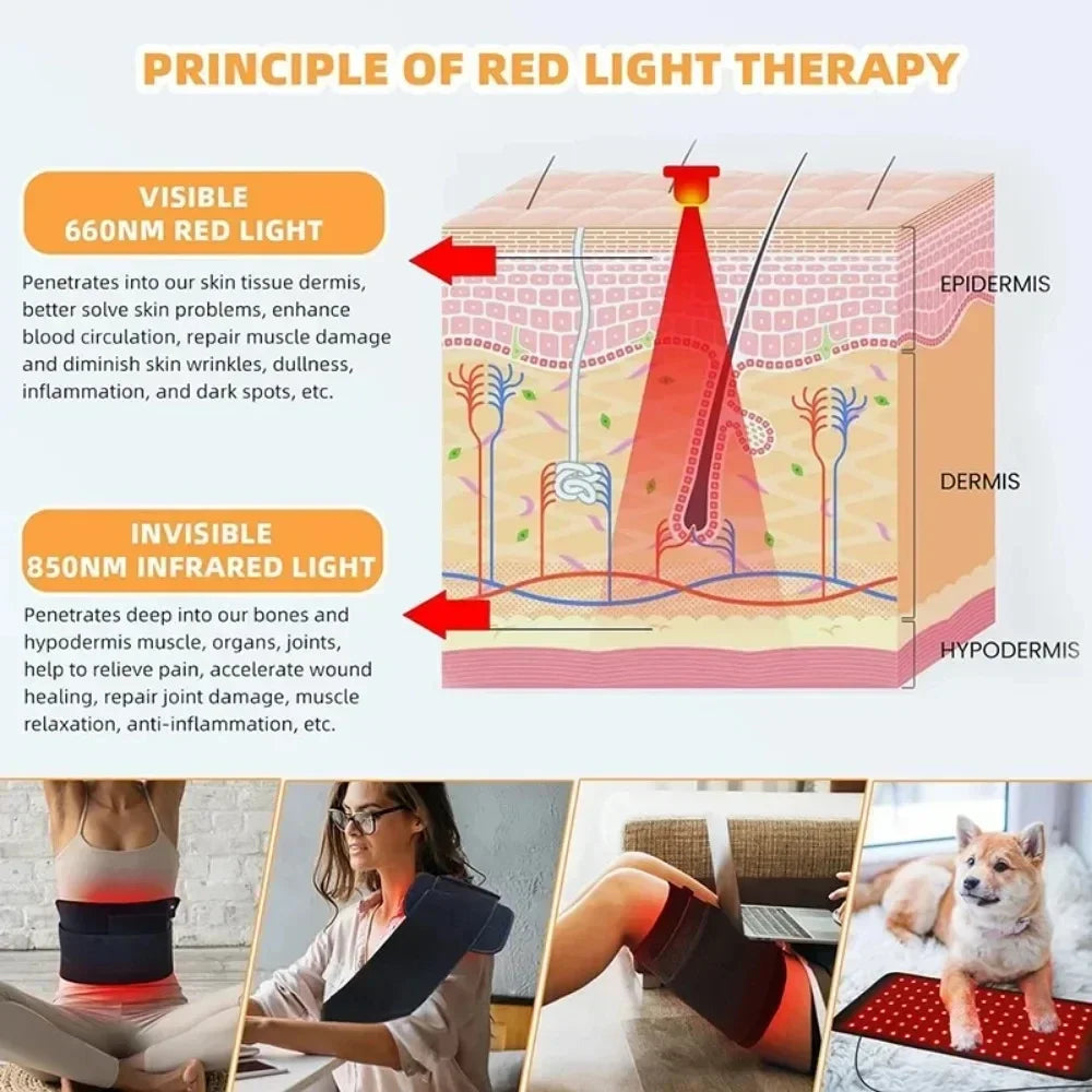 NEW 120 LEDs Red Light Belt 660nm&850nm Infrared Light Therapy Pad for Body Fatigue Deep Therapy for Back Knee Hands Feet Relief